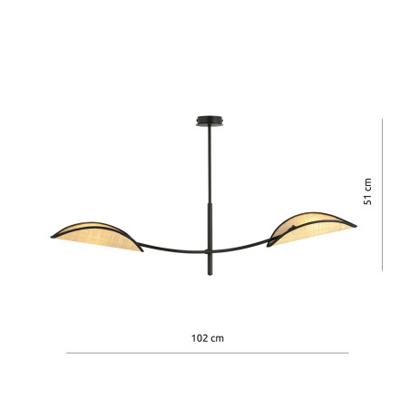Lampa sufitowa  LOTUS 2 BLACK/RATTAN 1108/2 EMIBIG