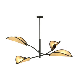 Lampa sufitowa  LOTUS 4 BLACK/RATTAN 1108/4 EMIBIG