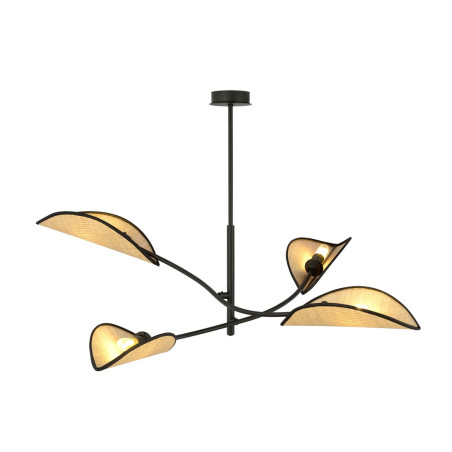 Lampa sufitowa  LOTUS 4 BLACK/RATTAN 1108/4 EMIBIG