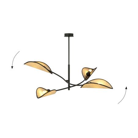 Lampa sufitowa  LOTUS 4 BLACK/RATTAN 1108/4 EMIBIG