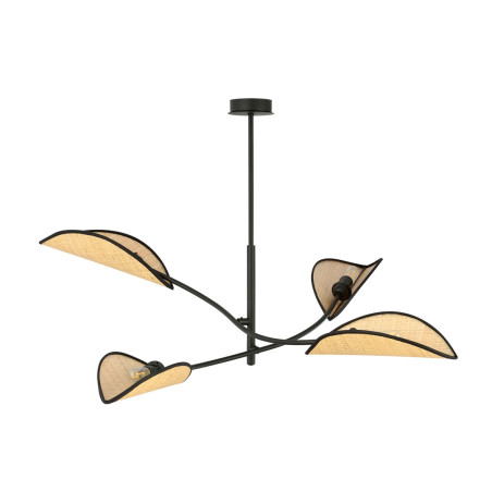 Lampa sufitowa  LOTUS 4 BLACK/RATTAN 1108/4 EMIBIG