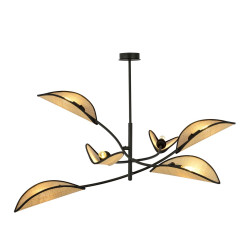 Lampa sufitowa  LOTUS 6 BLACK/RATTAN 1108/6 EMIBIG