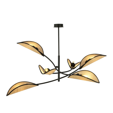 Lampa sufitowa  LOTUS 6 BLACK/RATTAN 1108/6 EMIBIG