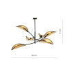 Lampa sufitowa  LOTUS 6 BLACK/RATTAN 1108/6 EMIBIG