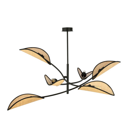 Lampa sufitowa  LOTUS 6 BLACK/RATTAN 1108/6 EMIBIG