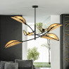 Lampa sufitowa  LOTUS 6 BLACK/RATTAN 1108/6 EMIBIG