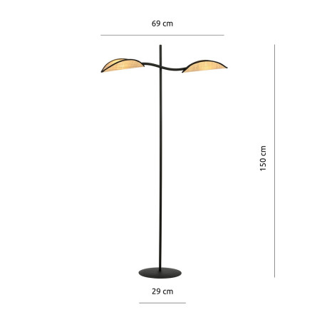 Lampa podłogowa LOTUS LP2 BLACK/RATTAN 1108/LP2 EMIBIG