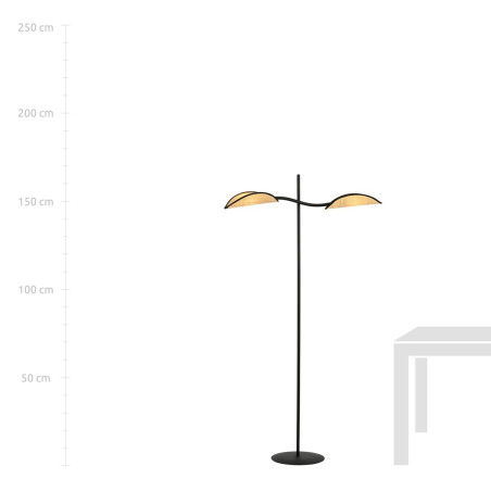 Lampa podłogowa LOTUS LP2 BLACK/RATTAN 1108/LP2 EMIBIG