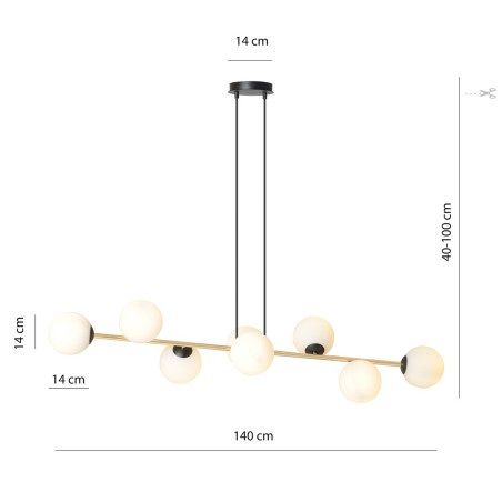 Lampa wisząca GRAVITY 8 BL OPAL 1241/8 EMIBIG