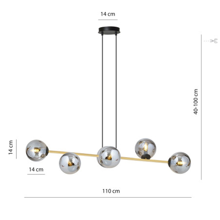 Lampa wisząca GRAVITY 6 BL GRAFIT 1237/6 EMIBIG