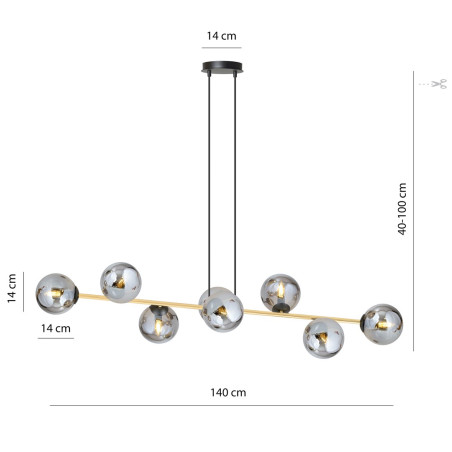 Lampa wisząca GRAVITY 8 BL GRAFIT 1237/8 EMIBIG