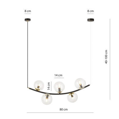 Lampa wisząca RITZ 5 BL TRANSPARENT 1296/5 EMIBIG