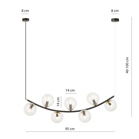 Lampa wisząca RITZ 7 BL TRANSPARENT 1296/7 EMIBIG
