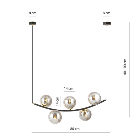 Lampa wisząca RITZ 5 BL GRAFIT 1297/5 EMIBIG