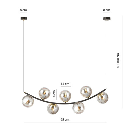 Lampa wisząca RITZ 7 BL GRAFIT 1297/7 EMIBIG