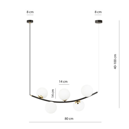 Lampa wisząca RITZ 5 BL OPAL 1298/5 EMIBIG