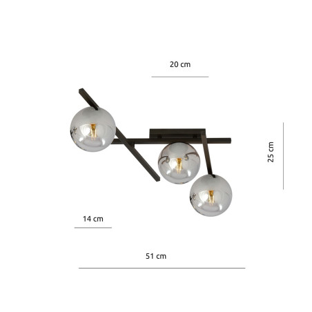 Lampa sufitowa  SMART 3 BLACK/GRAFIT 1104/3 EMIBIG