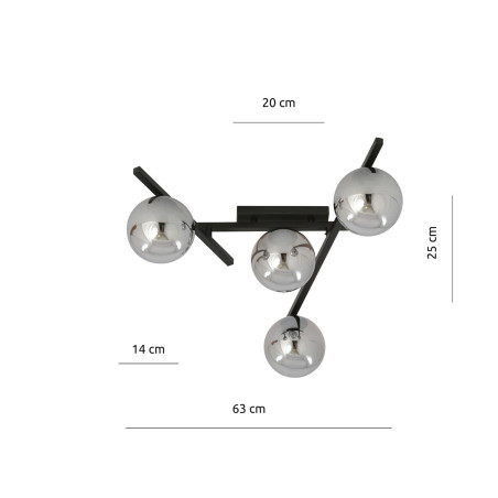 Lampa sufitowa  SMART 4 BLACK/GRAFIT 1104/4 EMIBIG