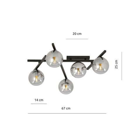 Lampa sufitowa  SMART 5 BLACK/GRAFIT 1104/5 EMIBIG