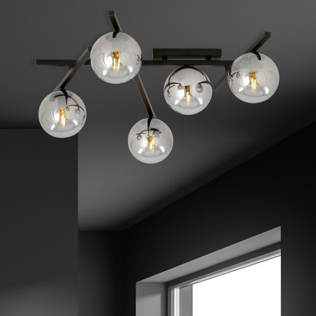 Lampa sufitowa  SMART 5 BLACK/GRAFIT 1104/5 EMIBIG