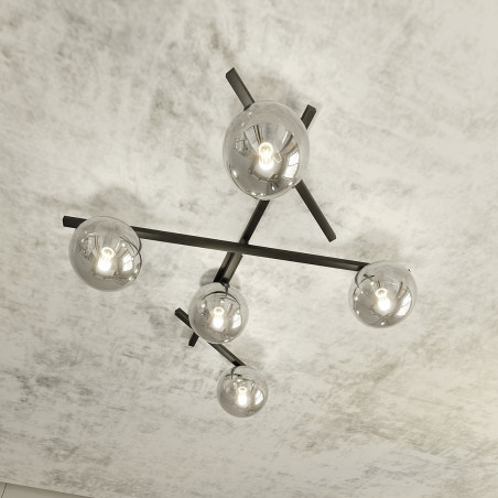 Lampa sufitowa  SMART 5 BLACK/GRAFIT 1104/5 EMIBIG