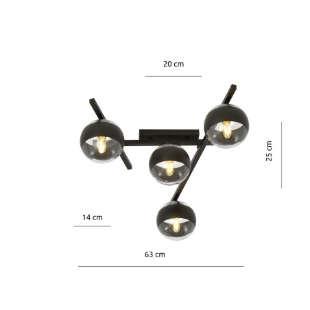 Lampa sufitowa  SMART 4 BLACK/STRIPE 1105/4 EMIBIG