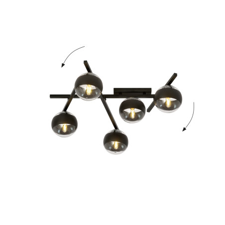 Lampa sufitowa  SMART 5 BLACK/STRIPE 1105/5 EMIBIG