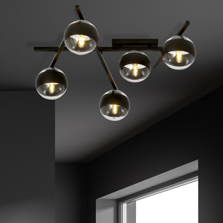 Lampa sufitowa  SMART 5 BLACK/STRIPE 1105/5 EMIBIG