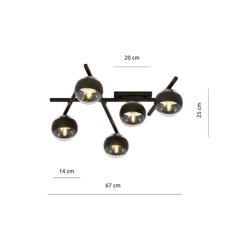 Lampa sufitowa  SMART 5 BLACK/STRIPE 1105/5 EMIBIG