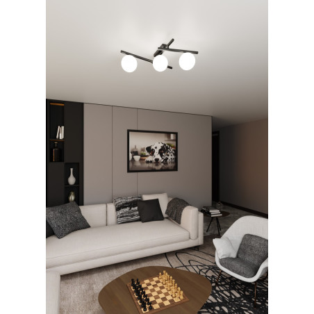 Lampa sufitowa  SMART 3 BLACK/OPAL 1103/3 EMIBIG