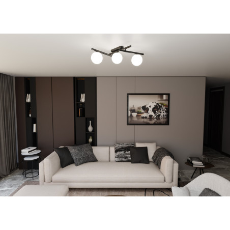 Lampa sufitowa  SMART 3 BLACK/OPAL 1103/3 EMIBIG