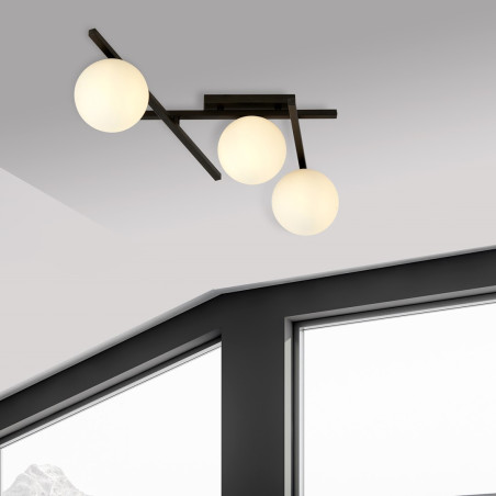 Lampa sufitowa  SMART 3 BLACK/OPAL 1103/3 EMIBIG