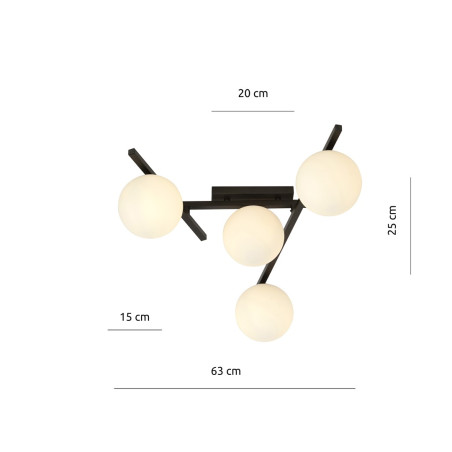 Lampa sufitowa  SMART 4 BLACK/OPAL 1103/4 EMIBIG