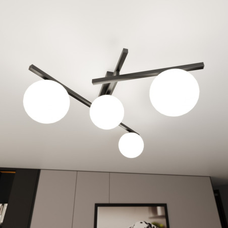 Lampa sufitowa  SMART 4 BLACK/OPAL 1103/4 EMIBIG