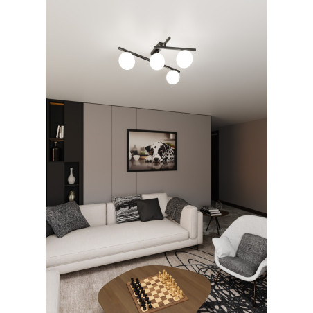 Lampa sufitowa  SMART 4 BLACK/OPAL 1103/4 EMIBIG