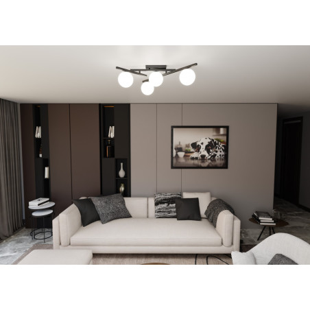 Lampa sufitowa  SMART 4 BLACK/OPAL 1103/4 EMIBIG