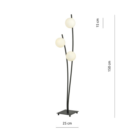 Lampa podłogowa HUNTER LP3 BLACK/OPAL  1102/LP3 EMIBIG
