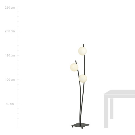 Lampa podłogowa HUNTER LP3 BLACK/OPAL  1102/LP3 EMIBIG