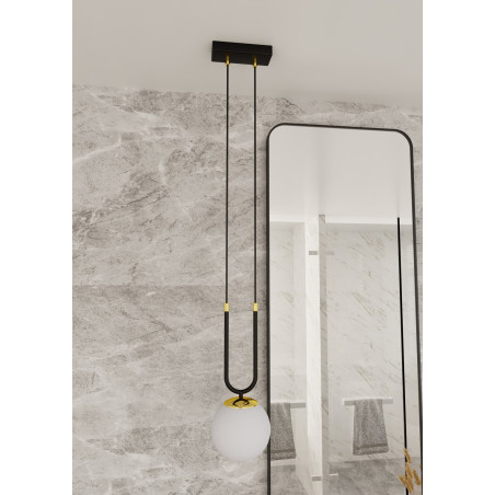Lampa wisząca GLAM 1 BLACK/OPAL 1112/1 EMIBIG