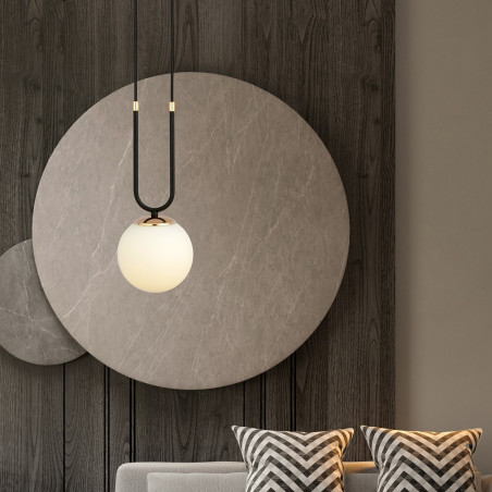 Lampa wisząca GLAM 1 BLACK/OPAL 1112/1 EMIBIG
