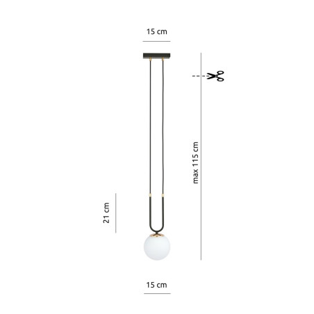 Lampa wisząca GLAM 1 BLACK/OPAL 1112/1 EMIBIG