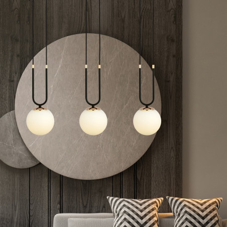 Lampa wisząca GLAM 3 BLACK/OPAL 1112/3 EMIBIG