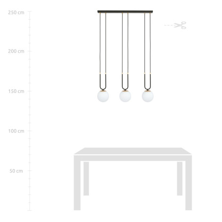 Lampa wisząca GLAM 3 BLACK/OPAL 1112/3 EMIBIG