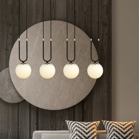 Lampa wisząca GLAM 4 BLACK/OPAL 1112/4 EMIBIG