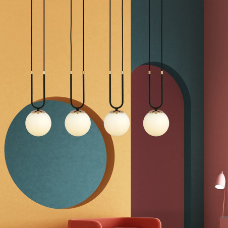 Lampa wisząca GLAM 4 BLACK/OPAL 1112/4 EMIBIG