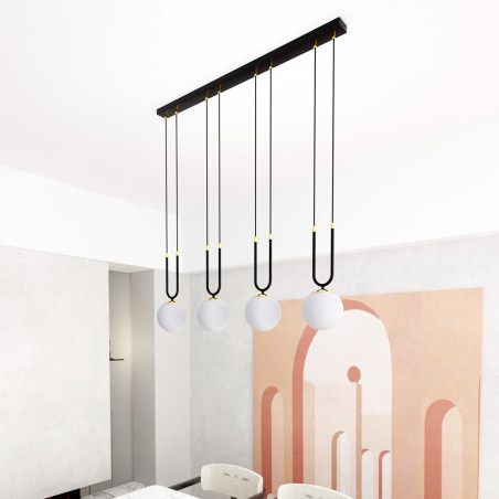 Lampa wisząca GLAM 4 BLACK/OPAL 1112/4 EMIBIG
