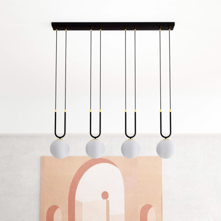 Lampa wisząca GLAM 4 BLACK/OPAL 1112/4 EMIBIG
