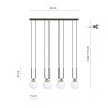 Lampa wisząca GLAM 4 BLACK/OPAL 1112/4 EMIBIG