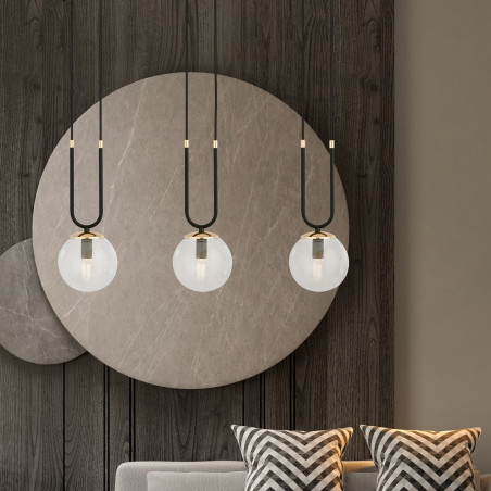 Lampa wisząca GLAM 3 BLACK/TRANSPARENT 1114/3 EMIBIG