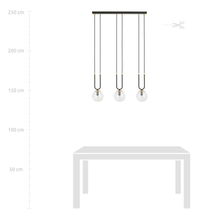 Lampa wisząca GLAM 3 BLACK/TRANSPARENT 1114/3 EMIBIG